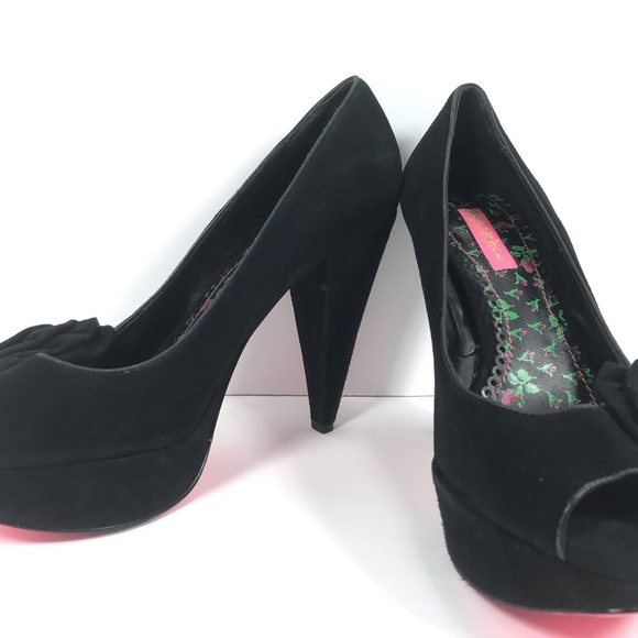 Betsey Johnson peep toe heels Pin Up Rockabilly 9M - Picture 3 of 8